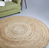 Beige Blue Jute Braided Round Rugfor Living Room – Living Room Ready handmade by LoomifyHome