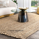 Beige Blue Jute Braided Runner Rugfor Living Room – Natural Texture handmade by LoomifyHome