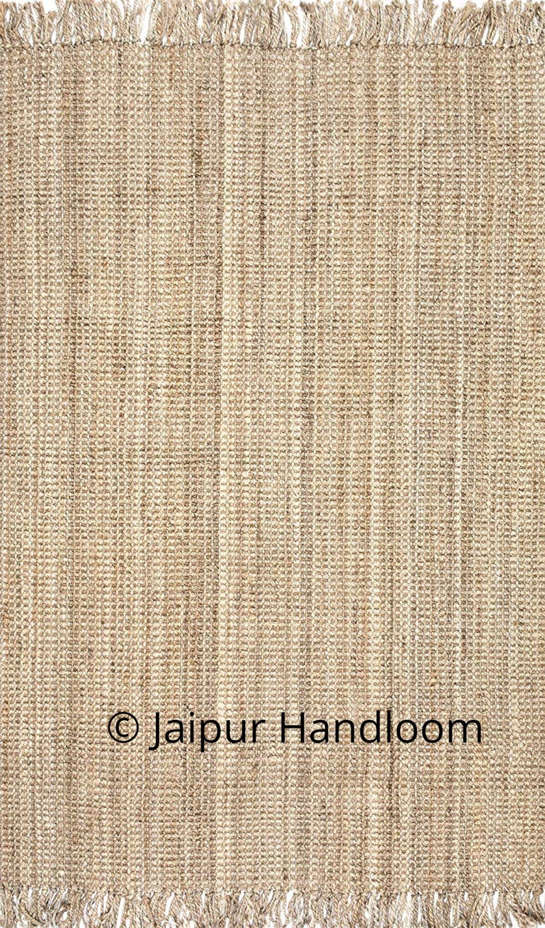 Beige Blue Jute Braided Runner Rugfor Living Room – Natural Texture handmade by LoomifyHome