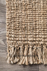 Beige Blue Jute Braided Runner Rugfor Living Room – Natural Texture handmade by LoomifyHome