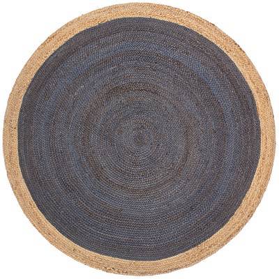 Beige Blue Jute Braided Doormatfor Living Room – Mandala handmade by LoomifyHome
