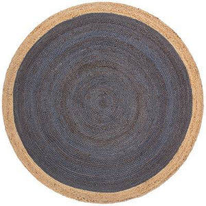 Beige Blue Jute Braided Doormatfor Living Room – Mandala handmade by LoomifyHome