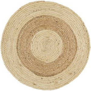 Beige Blue Jute Braided Round Rugfor Living Room – Artisan Style 18 handmade by LoomifyHome
