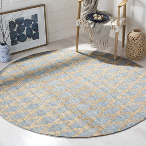 Beige Blue Jute Braided Round Rugfor Living Room – Artisan Style 15 handmade by LoomifyHome