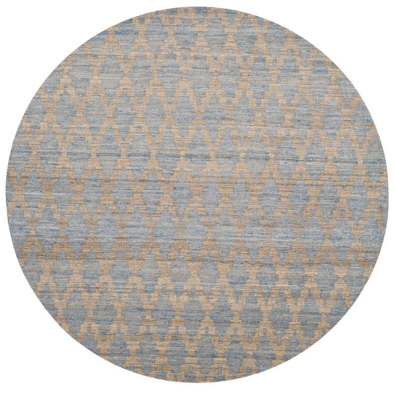 Beige Blue Jute Braided Round Rugfor Living Room – Artisan Style 15 handmade by LoomifyHome