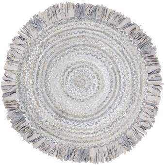 Beige Blue Jute Braided Round Rugfor Living Room – Artisan Style 19 handmade by LoomifyHome