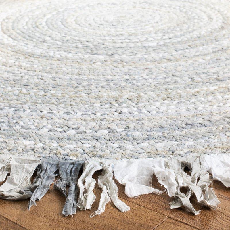 Beige Blue Jute Braided Round Rugfor Living Room – Artisan Style 19 handmade by LoomifyHome