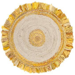 Beige Blue Jute Braided Round Rugfor Living Room – Artisan Style 22 handmade by LoomifyHome