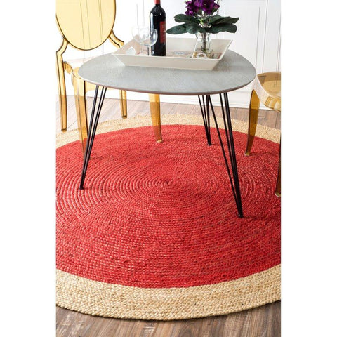 Beige Blue Jute Braided Round Rugfor Living Room – Artisan Style 12 handmade by LoomifyHome
