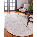 White Blue Jute Braided Area Rugfor Living Room handmade by LoomifyHome