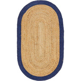 Blue Multicolor Jute Braided Oval Rugfor Living Room – 48 x 72 handmade by LoomifyHome