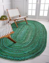 Blue Multicolor Jute Braided Oval Rugfor Living Room – 5 x 7 handmade by LoomifyHome