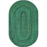 Blue Multicolor Jute Braided Oval Rugfor Living Room – 5 x 7 handmade by LoomifyHome