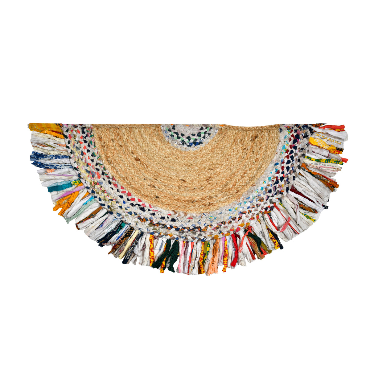 White Beige Jute Braided Half Moon Doormatfor Living Room – Natural Texture handmade by LoomifyHome