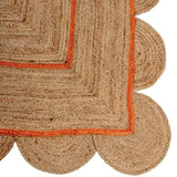 Beige Blue Jute Braided Scalloped Rugfor Living Room – Bedroom Ready handmade by LoomifyHome