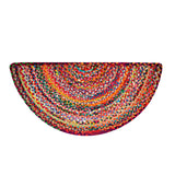 White Beige Jute Braided Half Moon Doormatfor Living Room – Circle handmade by LoomifyHome