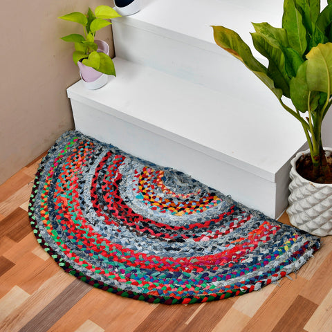 White Beige Jute Braided Half Moon Doormatfor Living Room – Craft Detail handmade by LoomifyHome