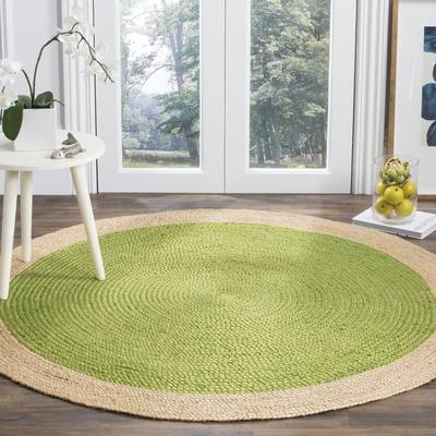 Beige Blue Jute Braided Round Rugfor Living Room – Office handmade by LoomifyHome