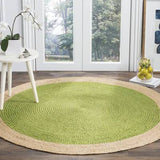 Beige Blue Jute Braided Round Rugfor Living Room – Office handmade by LoomifyHome
