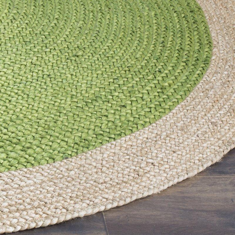 Beige Blue Jute Braided Round Rugfor Living Room – Office handmade by LoomifyHome