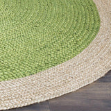 Beige Blue Jute Braided Round Rugfor Living Room – Office handmade by LoomifyHome