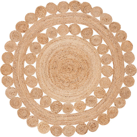 White Beige Jute Braided Round Rugfor Living Room – Rustic handmade by LoomifyHome