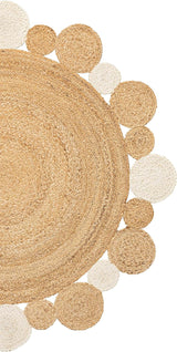 White Beige Jute Braided Round Rugfor Living Room – Artisan Style 2 handmade by LoomifyHome
