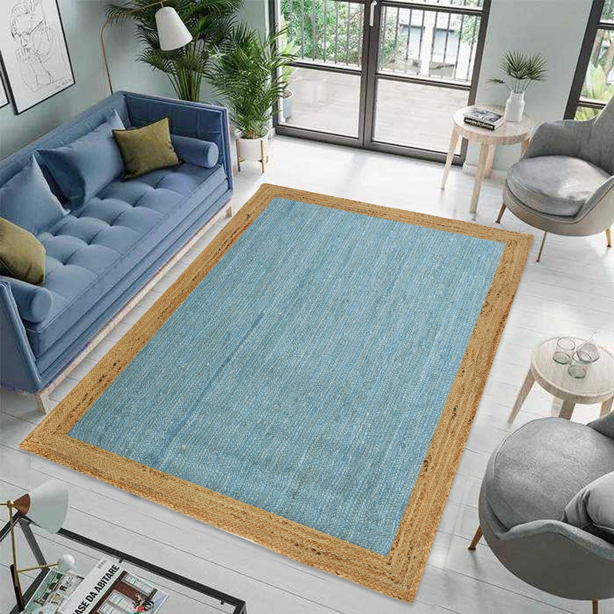 White Beige Jute Braided Runner Rugfor Living Room – 72 x 96 handmade by LoomifyHome