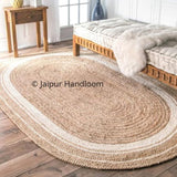 Beige Blue Jute Braided Doormatfor Living Room – 3 x 5 handmade by LoomifyHome