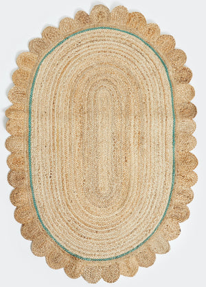 Multicolor Jute Braided Oval Rugfor Living Room – Scalloped handmade by LoomifyHome
