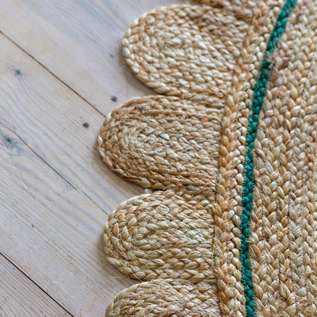 Multicolor Jute Braided Oval Rugfor Living Room – Scalloped handmade by LoomifyHome