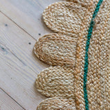 Multicolor Jute Braided Oval Rugfor Living Room – Scalloped handmade by LoomifyHome