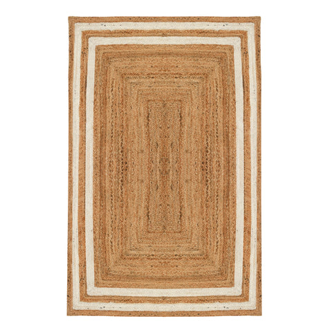 White Beige Jute Braided Runner Rugfor Living Room – 8x10 handmade by LoomifyHome