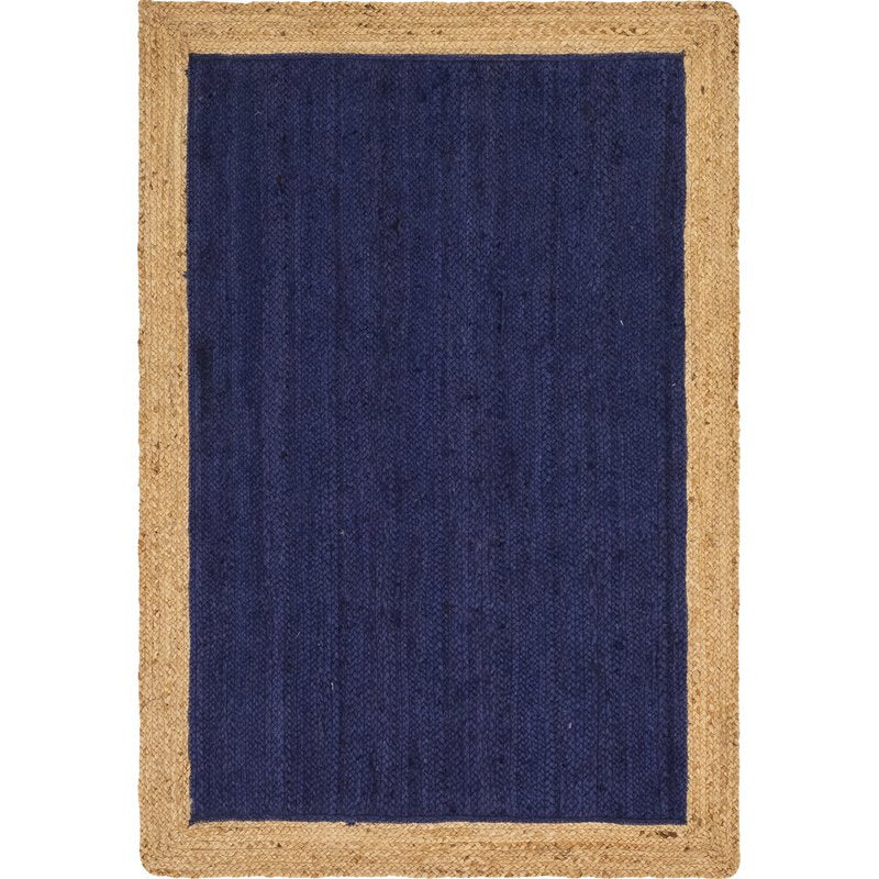 Beige Blue Jute Braided Oval Rugfor Living Room – 4 x 6 handmade by LoomifyHome