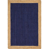 Beige Blue Jute Braided Oval Rugfor Living Room – 4 x 6 handmade by LoomifyHome