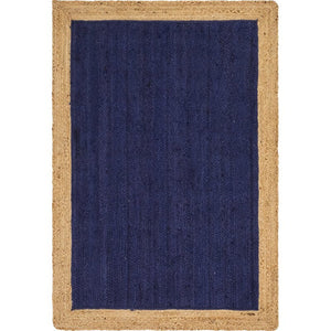 Beige Blue Jute Braided Oval Rugfor Living Room – 4 x 6 handmade by LoomifyHome