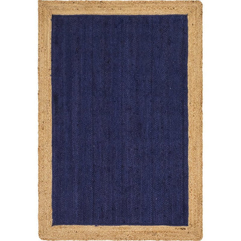 Beige Blue Jute Braided Oval Rugfor Living Room – 4 x 6 handmade by LoomifyHome