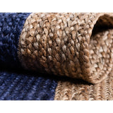 Beige Blue Jute Braided Oval Rugfor Living Room – 4 x 6 handmade by LoomifyHome