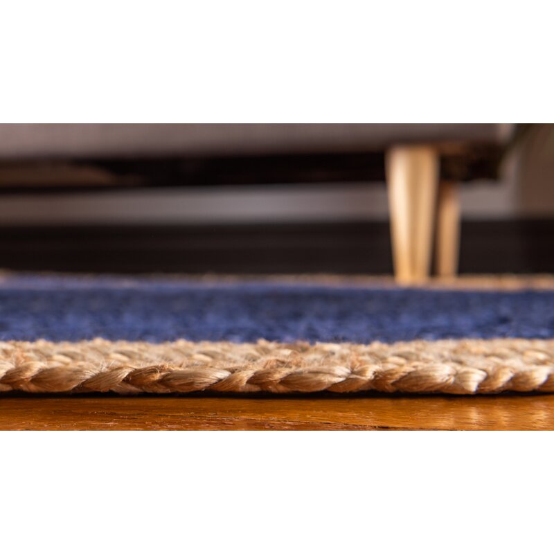 Beige Blue Jute Braided Oval Rugfor Living Room – 4 x 6 handmade by LoomifyHome