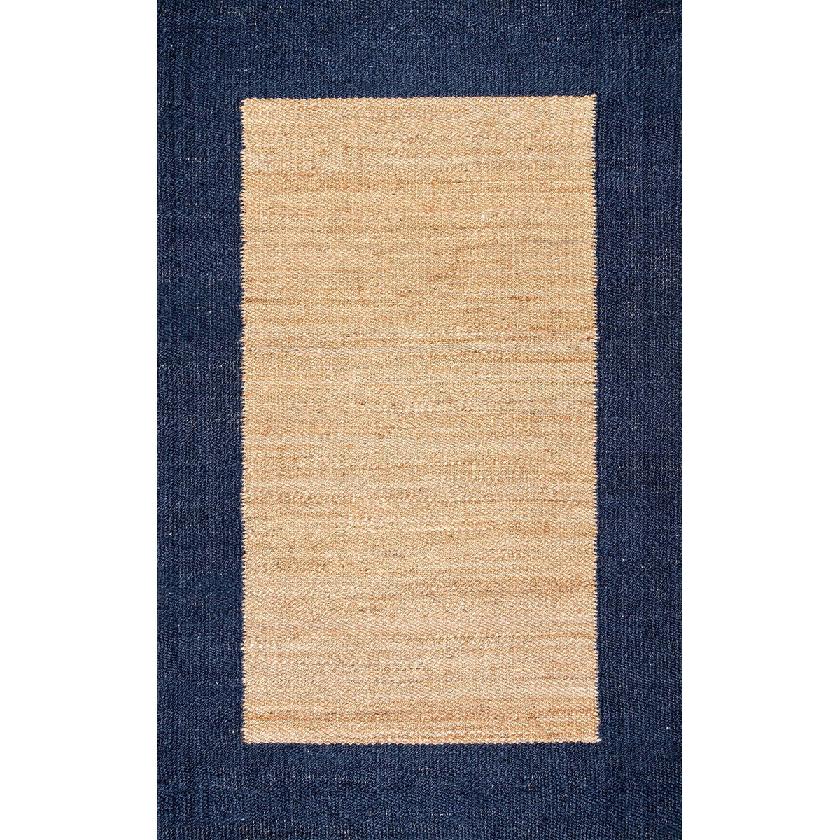 Beige Blue Jute Braided Area Rugfor Living Room – Bordered handmade by LoomifyHome