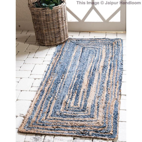 Beige Blue Jute Braided Runner Rugfor Living Room – Friendly handmade by LoomifyHome