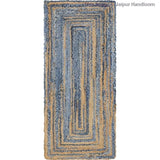 Beige Blue Jute Braided Runner Rugfor Living Room – Friendly handmade by LoomifyHome