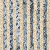 Beige Blue Jute Braided Doormatfor Living Room – Round handmade by LoomifyHome