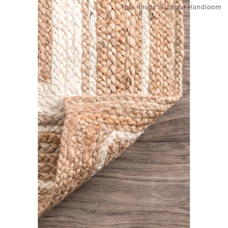 Beige Blue Jute Braided Runner Rugfor Living Room – 24 x 144 handmade by LoomifyHome