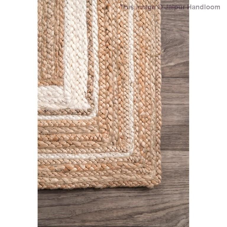 Beige Blue Jute Braided Runner Rugfor Living Room – 24 x 144 handmade by LoomifyHome