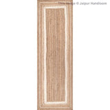 Beige Blue Jute Braided Runner Rugfor Living Room – 24 x 144 handmade by LoomifyHome
