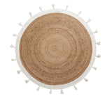 Beige Blue Jute Braided Oval Rugfor Living Room handmade by LoomifyHome