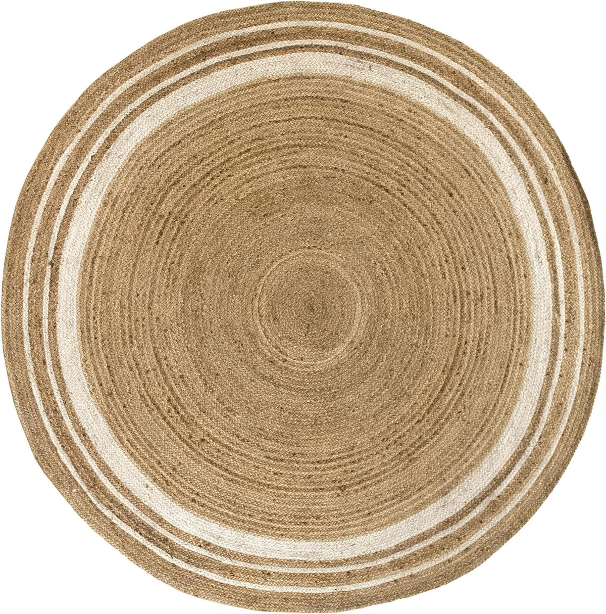 White Beige Jute Braided Round Rugfor Living Room – Artisan Style 3 handmade by LoomifyHome