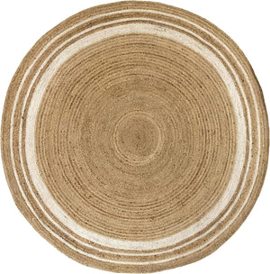 White Beige Jute Braided Round Rugfor Living Room – Artisan Style 3 handmade by LoomifyHome