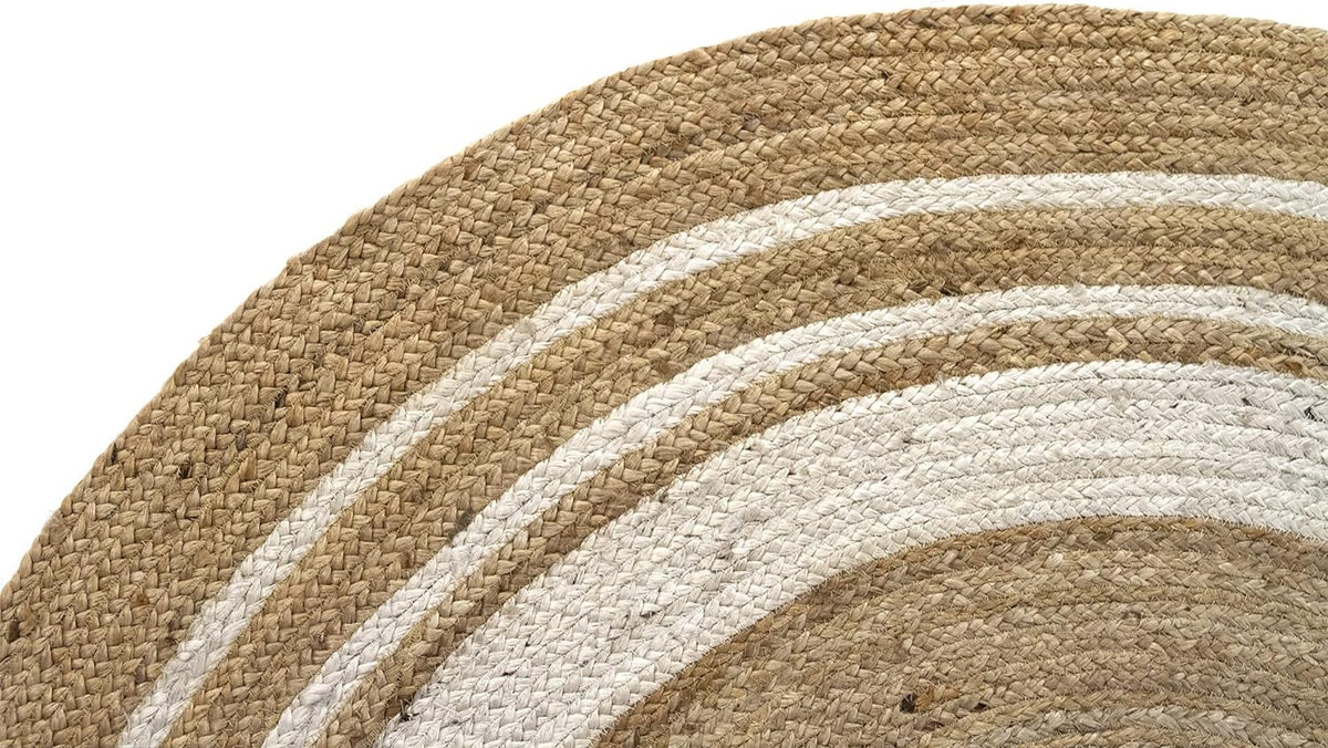 White Beige Jute Braided Round Rugfor Living Room – Artisan Style 3 handmade by LoomifyHome